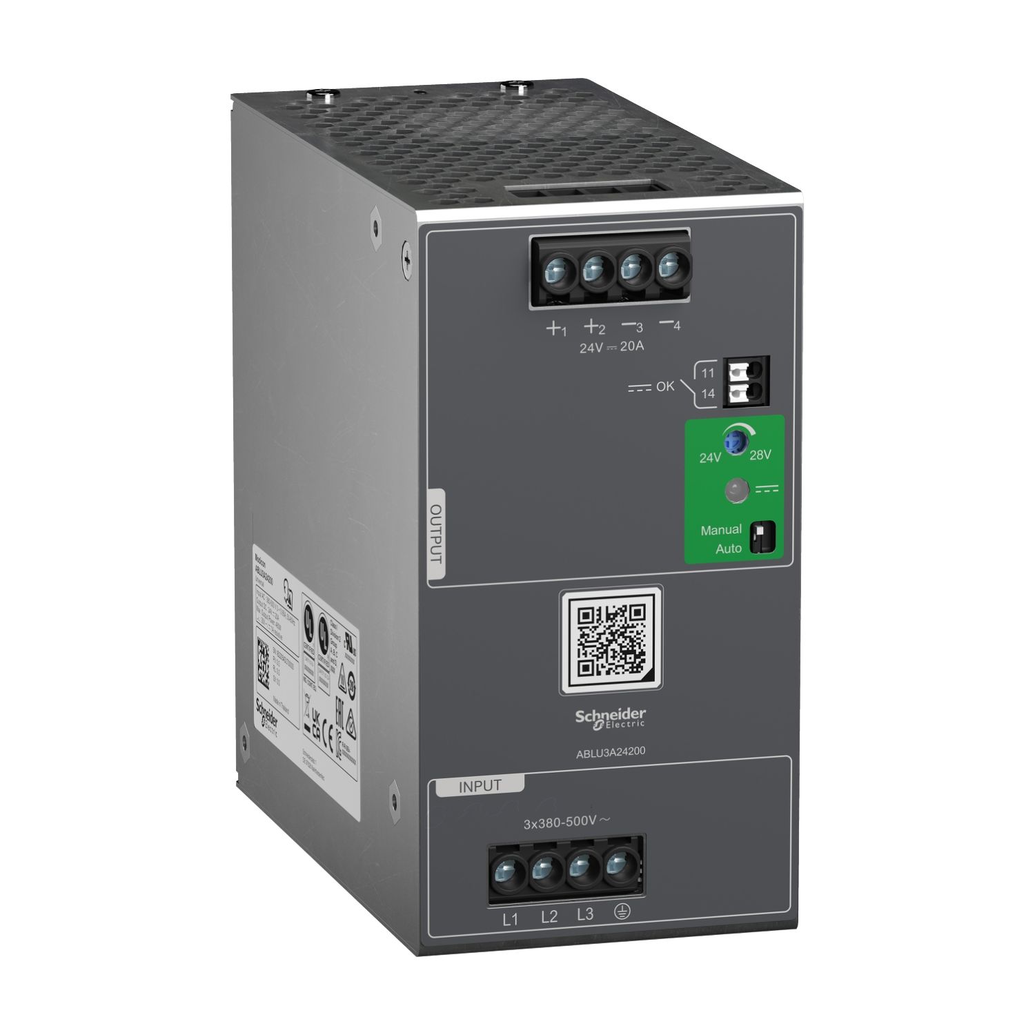 ABLU3A24200, Regulated power supply ABLU3, 3 phases 380..500V AC, 24V DC, 480W, 20A