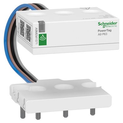 A9MEM1571, Energy sensor PowerTag A9M, phase neutral, 63A, 3P+N, top position