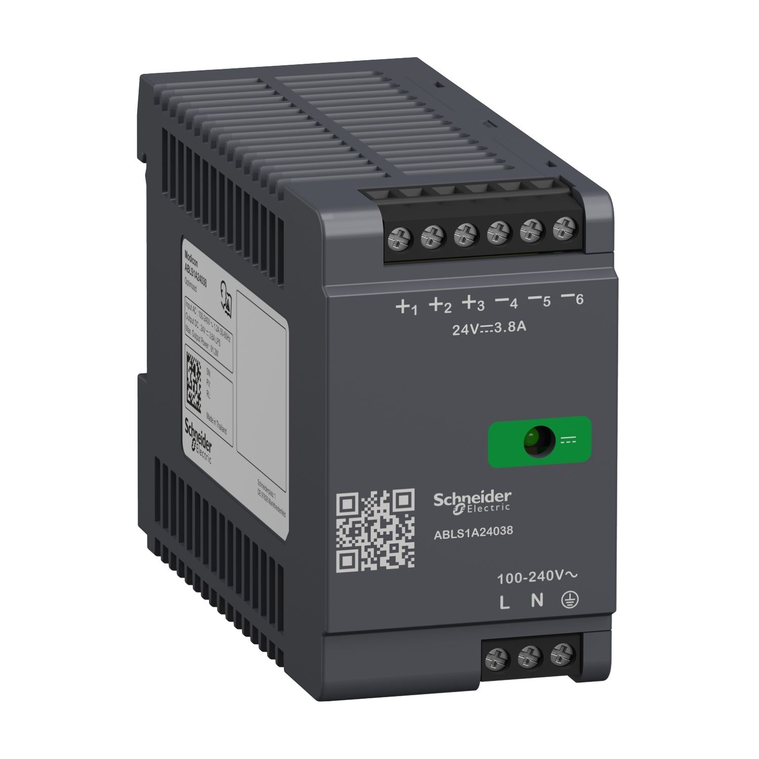 ABLS1A24038, Regulated power supply ABLS1, single phase 100..240V AC, 24V DC, 91.2W, 3.8A