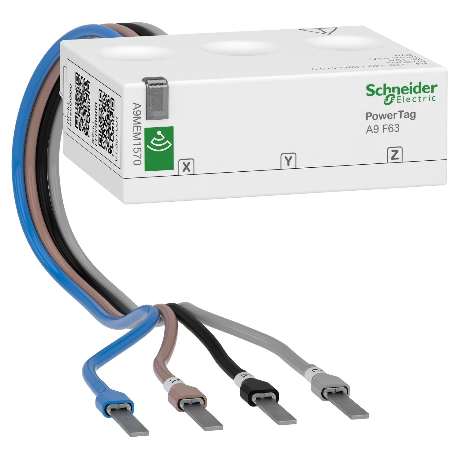 A9MEM1570, Energy sensor PowerTag A9M, 63A, 3P+N, top and bottom position