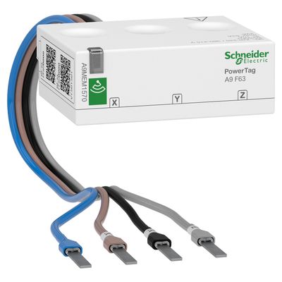 A9MEM1570, Energy sensor PowerTag A9M, 63A, 3P+N, top and bottom position