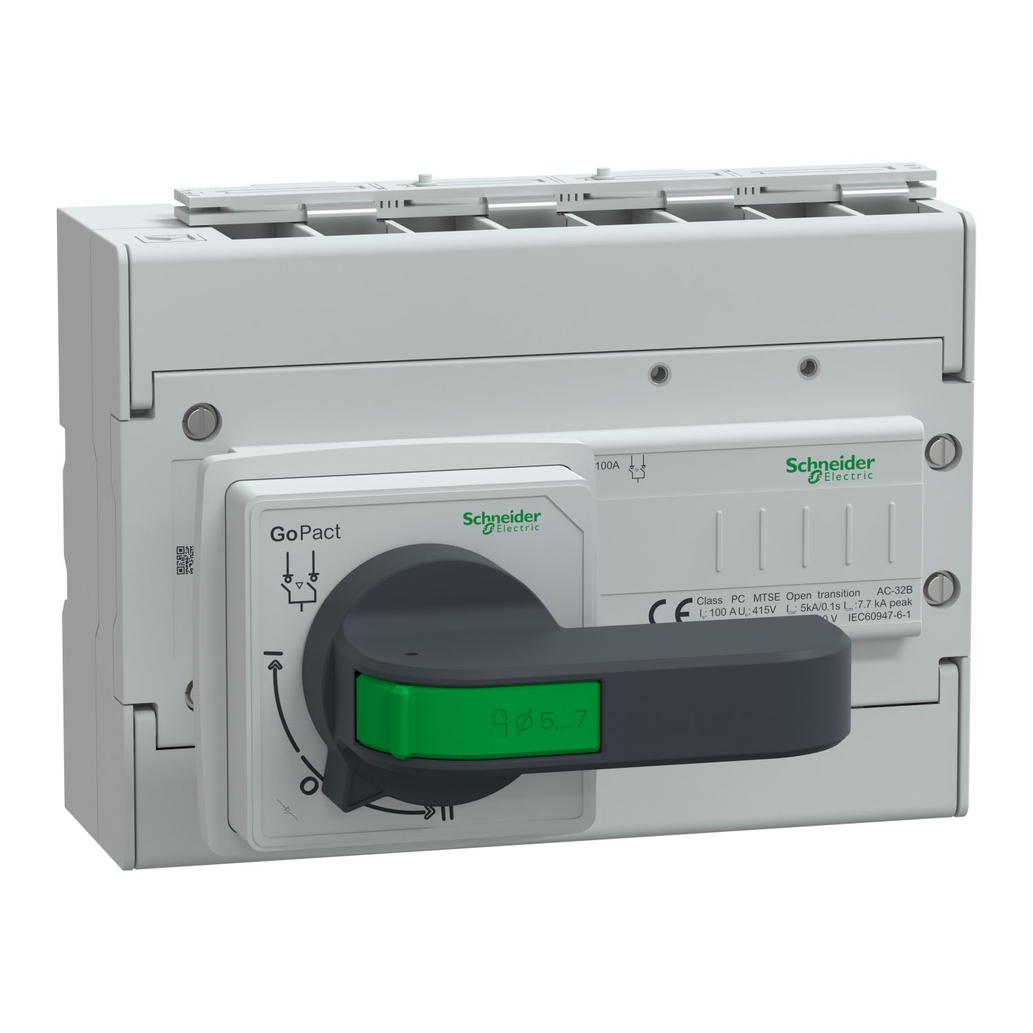 GM10D4N1004BEE, Manual transfer switch GoPact, MTS, 4 poles, 100A, extended rotary handle, open transition