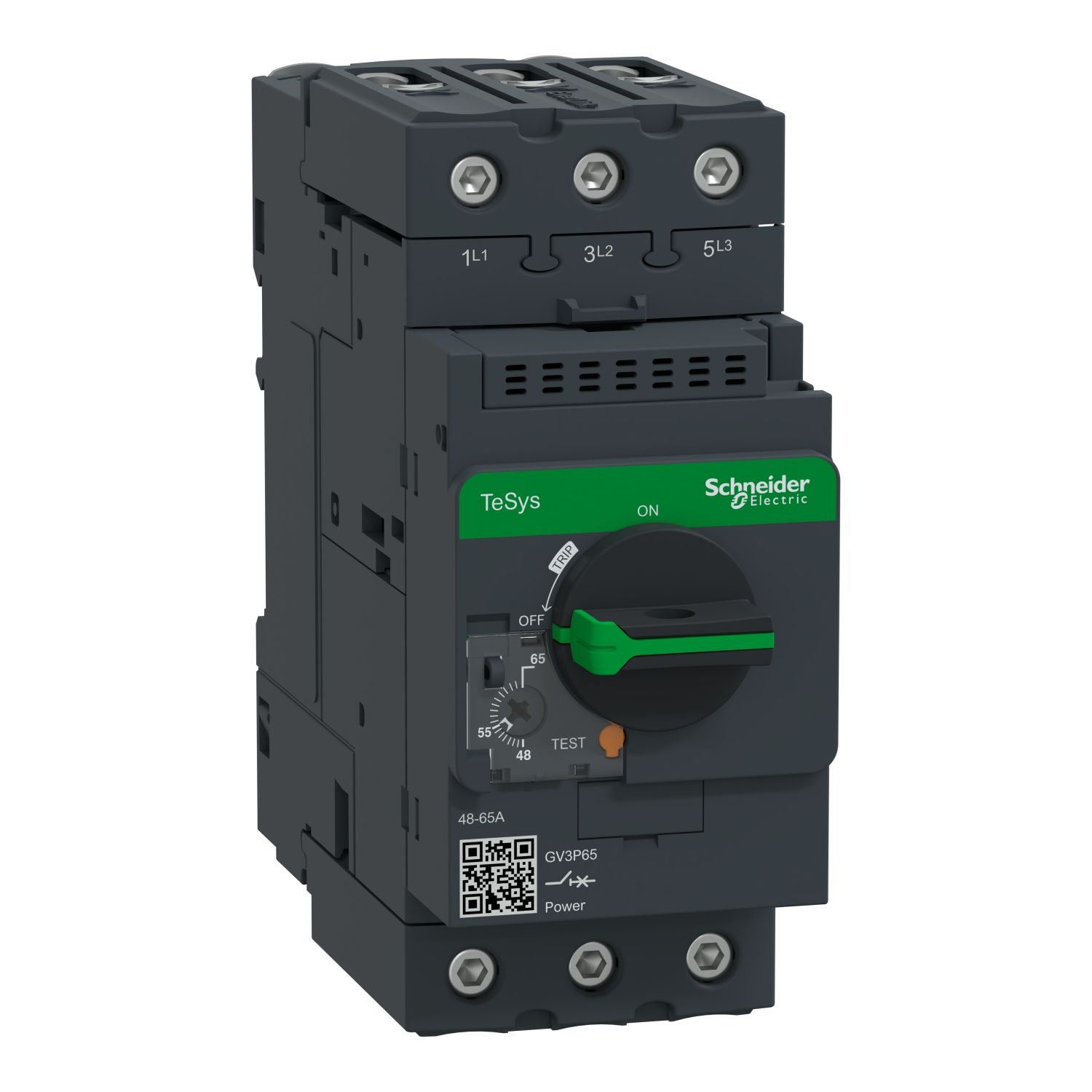 GV3P65, Motor circuit breaker TeSys Deca GV3, 3P, 48..65A, thermal magnetic, EverLink terminals