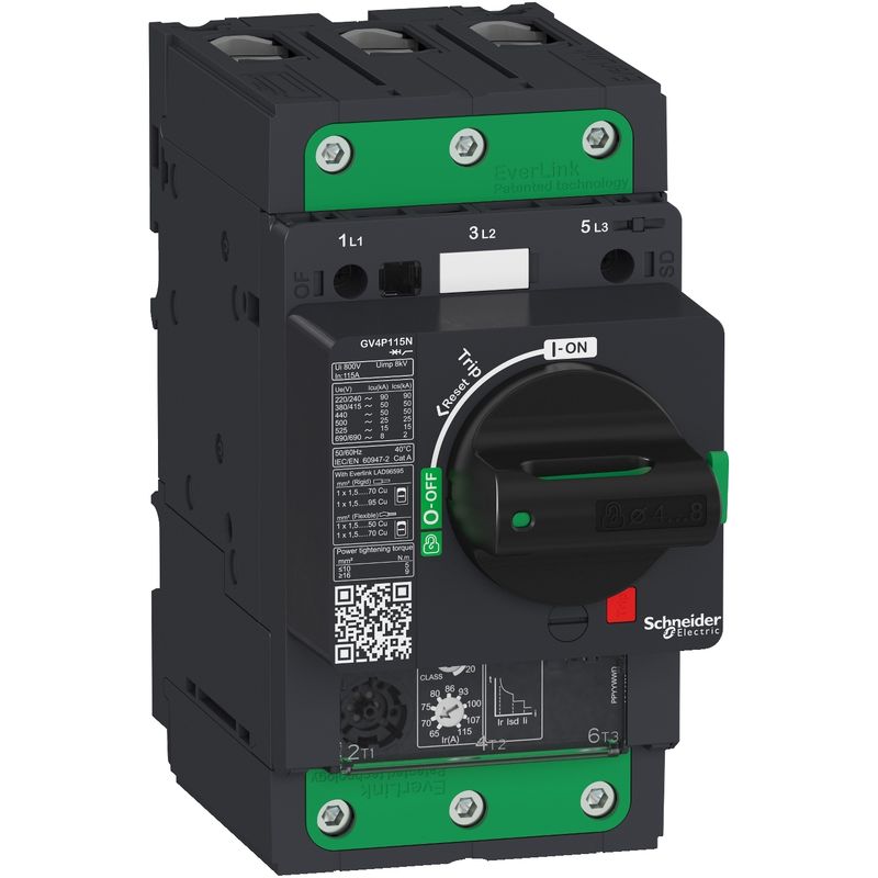 GV4P115N, Motor circuit breaker TeSys GV4,  3P, 65..115A, thermal magnetic, Everlink terminals