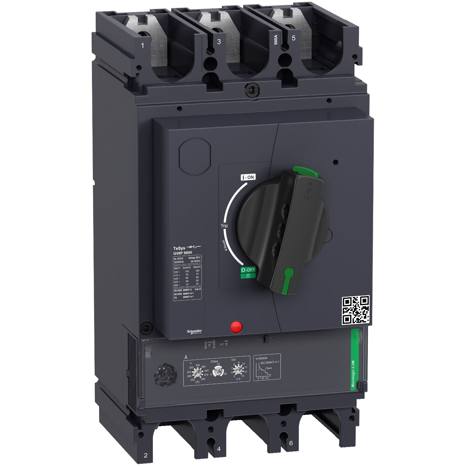 GV6P500H, Motor circuit breaker TeSys GV6, 3P, 250..500A, thermal magnetic
