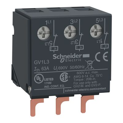GV1L3, Current limiter GV1, top of GV2ME/P/RT