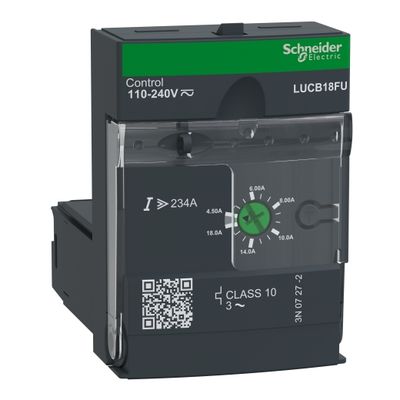 LUCB18FU, Advanced control unit TeSys Ultra, 3P, 4.5..18A, protection & diagnostic, class 10, 110..240V AC/DC coil