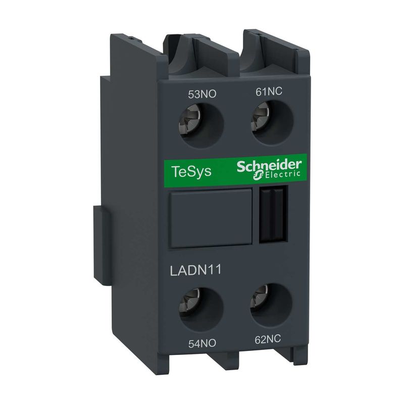 LADN11, Auxiliary contact block TeSys D, 1NO+1NC, front mounting, screw clamp terminals