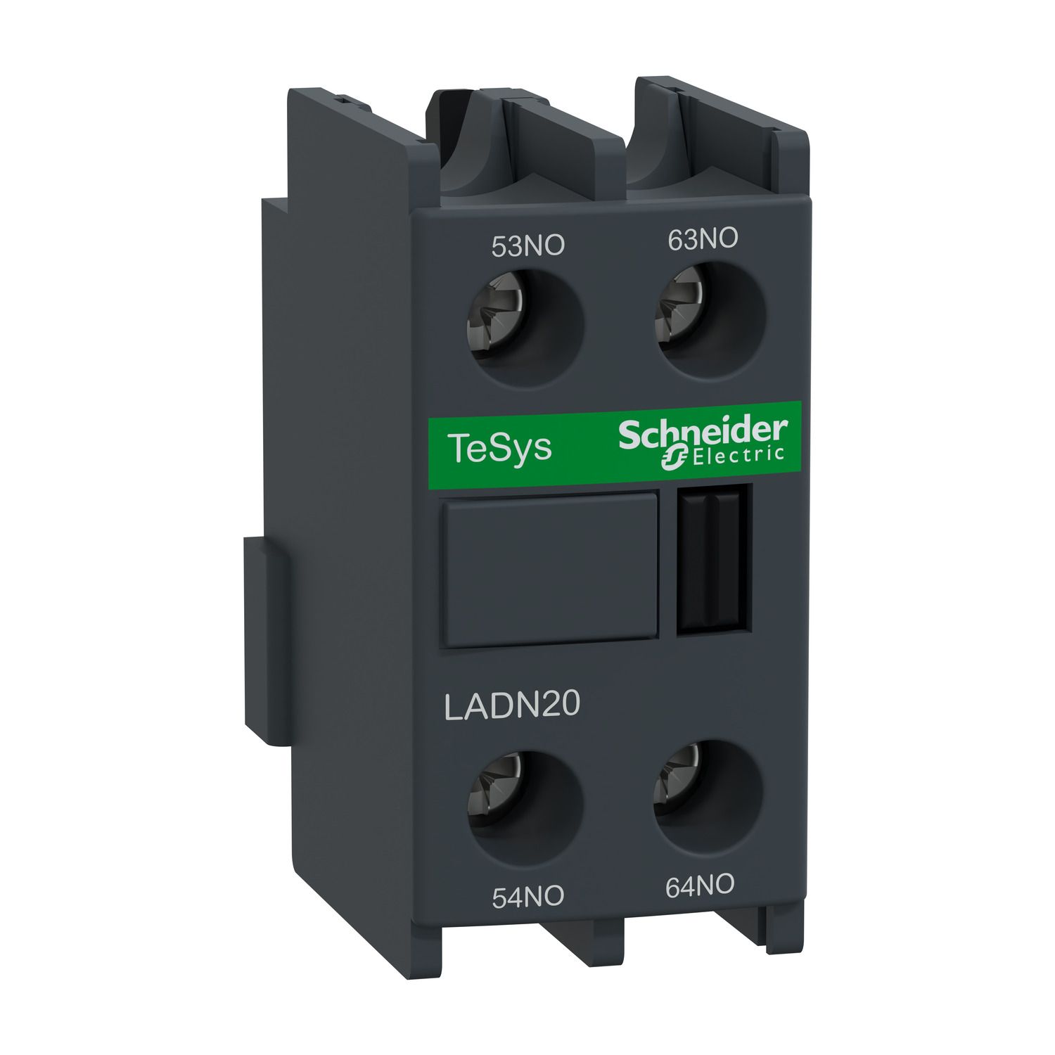 LADN20, Auxiliary contact block TeSys D, 2NO, front mounting, screw clamp terminals