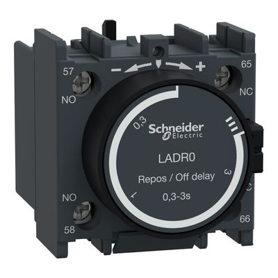 LADR0, Off delay timer block TeSys D, 1NO+1NC, 0.3..3s, front, screw clamp terminals