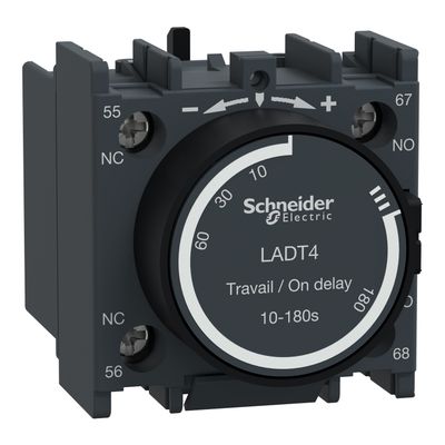 LADT4, On delay timer block TeSys D, 1NO+1NC, 10..180s, screw clamp terminals
