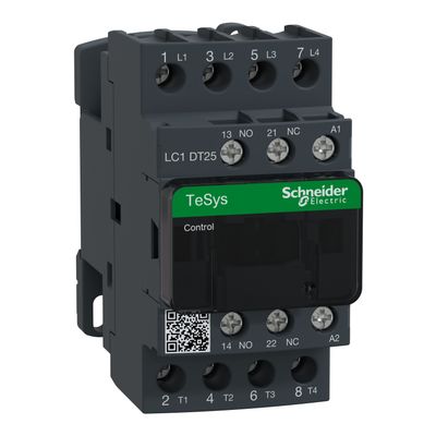 LC1DT25P7, Contactor TeSys Deca, 4P(4NO), AC-1 <=440V, 25A, 230V AC 50/60Hz coil