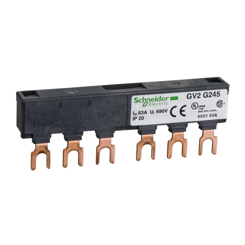 GV2G245, Comb busbar GV2, 63A, 2 tap-offs, 45mm pitch