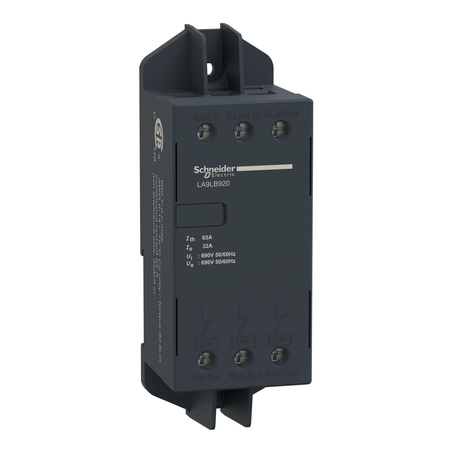 LA9LB920, Current limiter TeSys U/TeSys GV2, 32A/690V, Iq 100kA@440V, DIN rail mounting