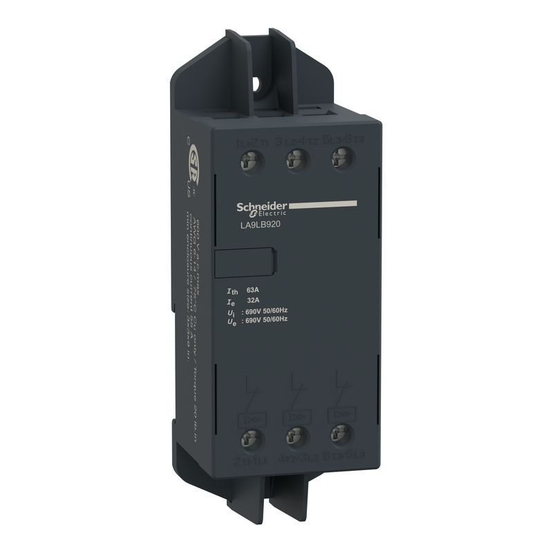 LA9LB920, Current limiter TeSys U/TeSys GV2, 32A/690V, Iq 100kA@440V, DIN rail mounting