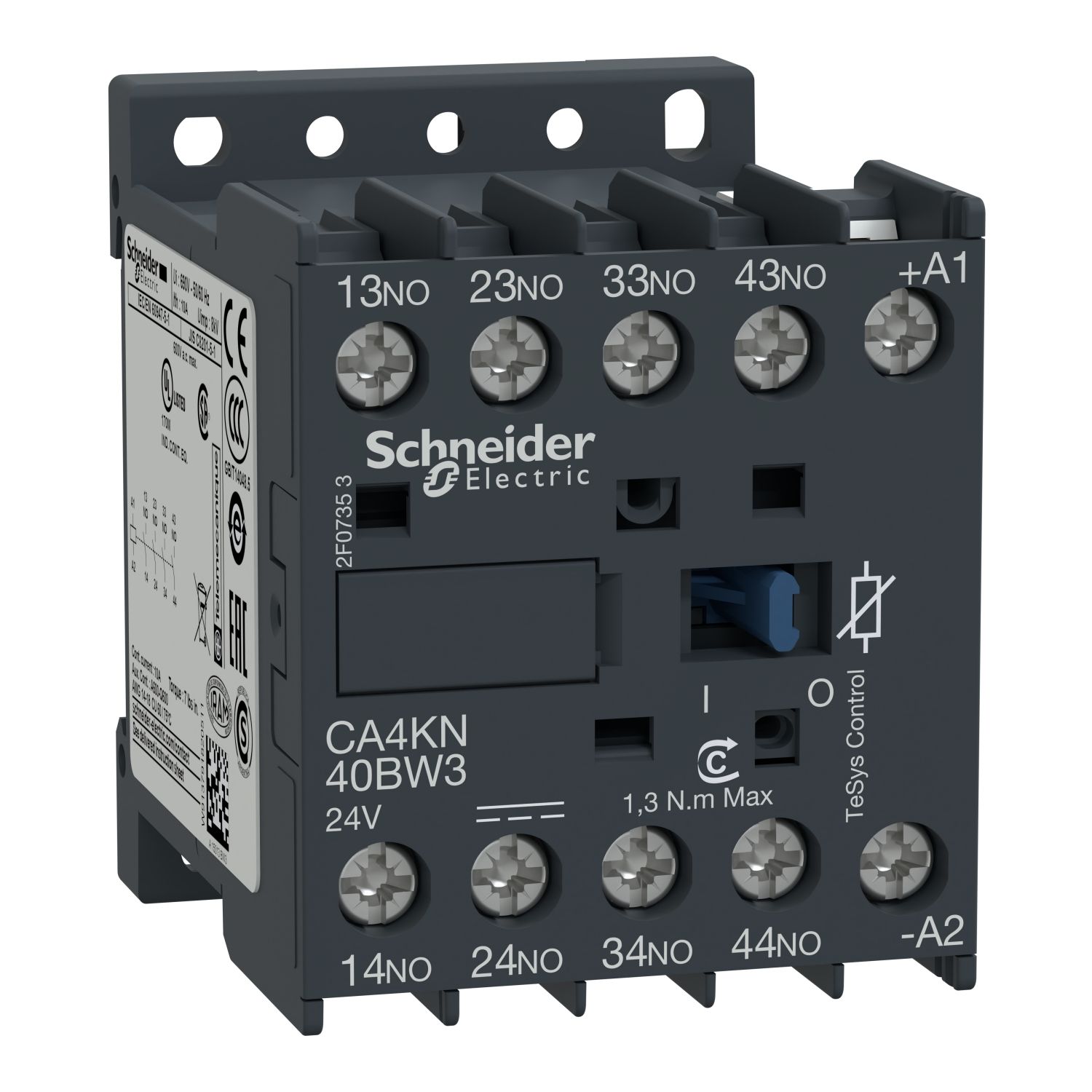 CA4KN40BW3, Control relay TeSys K, 4P(4NO), 24V DC LC coil