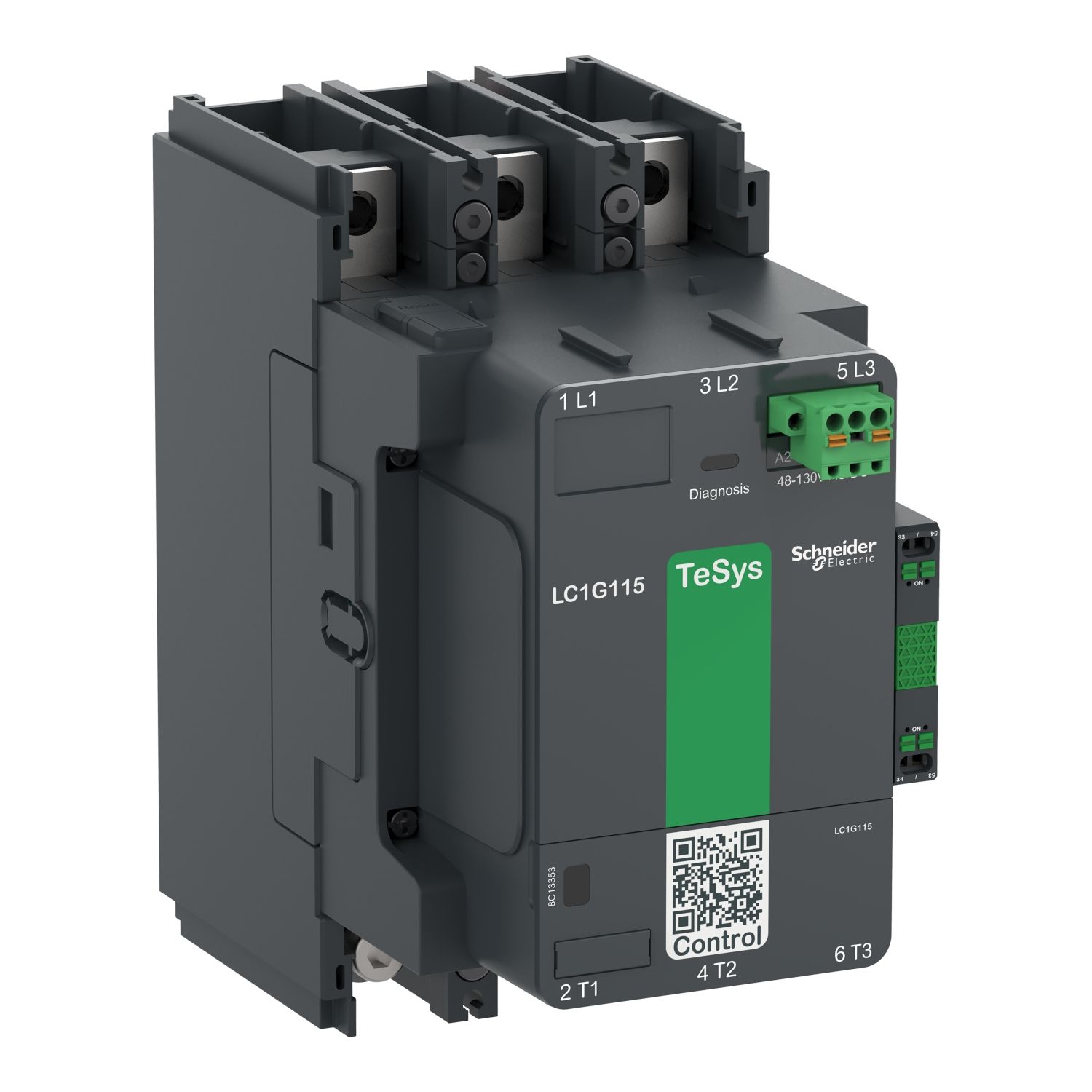 LC1G150KUEN, Contactor TeSys Giga, 3P(3NO), AC-3 <=440V, 150A, standard, 100..250V AC/DC coil