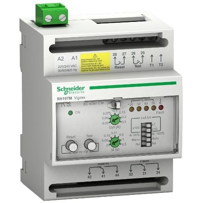 56517, Earth leakage relay VigiPacT RH197M, with manual reset, 30mA..30A, 0..4.5s, alarm 50% or 100%,220..240V AC