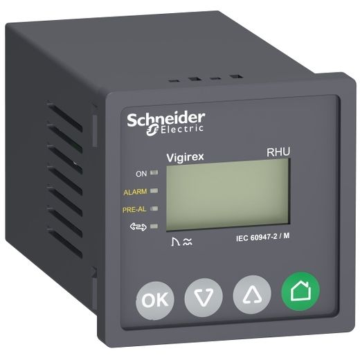 LV481003, Earth leakage relay VigiPacT RHU, manual reset, 30mA..30A, 0..4.5s, alarm 50%, 220..240V AC, communicating