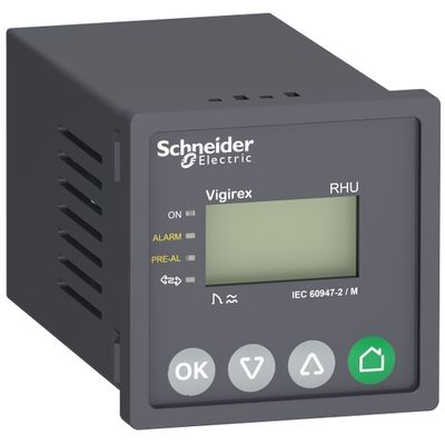 LV481003, Earth leakage relay VigiPacT RHU, manual reset, 30mA..30A, 0..4.5s, alarm 50%, 220..240V AC, communicating