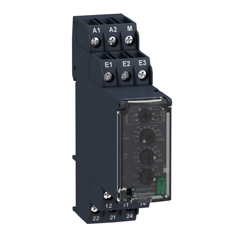 RM22UA31MR, Over and undervoltage control relay RM22, 8A, 2CO, 0.1..30s, 0.05..5V AC/DC, 24..240V AC/DC