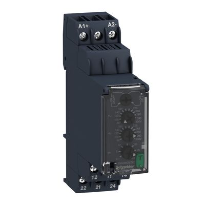 RM22UB34, Over and undervoltage control relay RM22, 8A, 2CO, 0.1..30s, 80..300V AC/DC, 110..240V AC