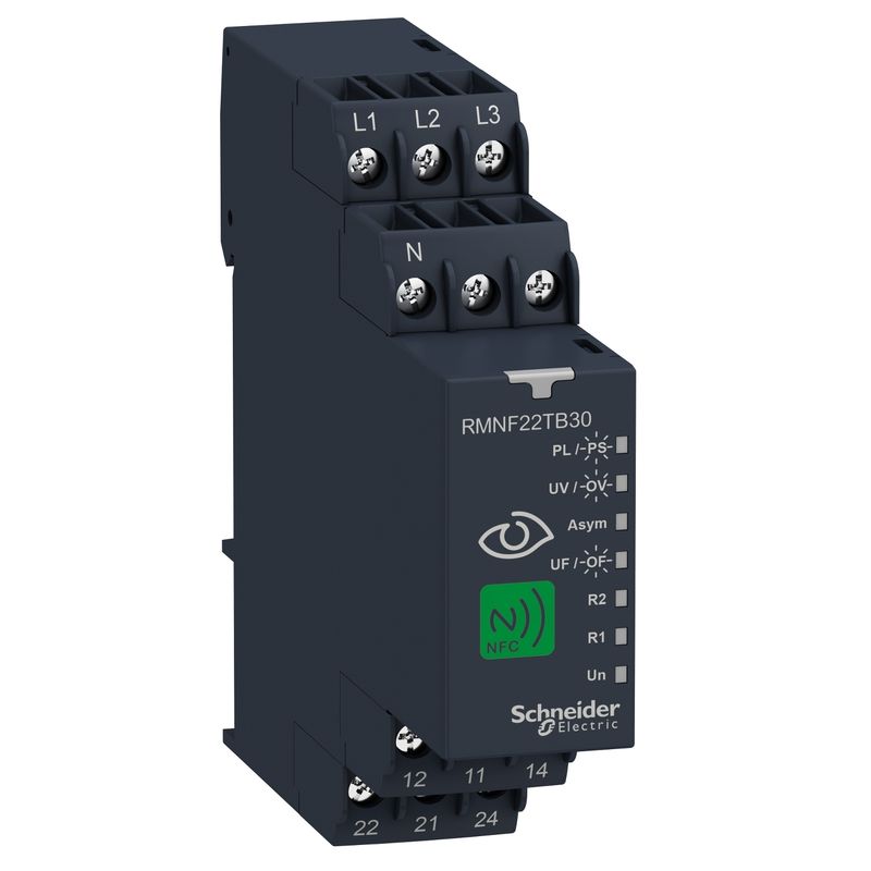 RMNF22TB30, NFC multifunction 3-phase+N control relay RMNF22, 8A, 2CO, 208..480V AC