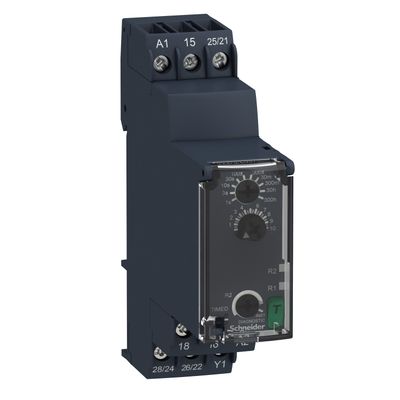 RE22R2CMR, Single function timer relay RE22, 8A, 2CO, 0.05s..300h, off delay, 24..240V AC DC