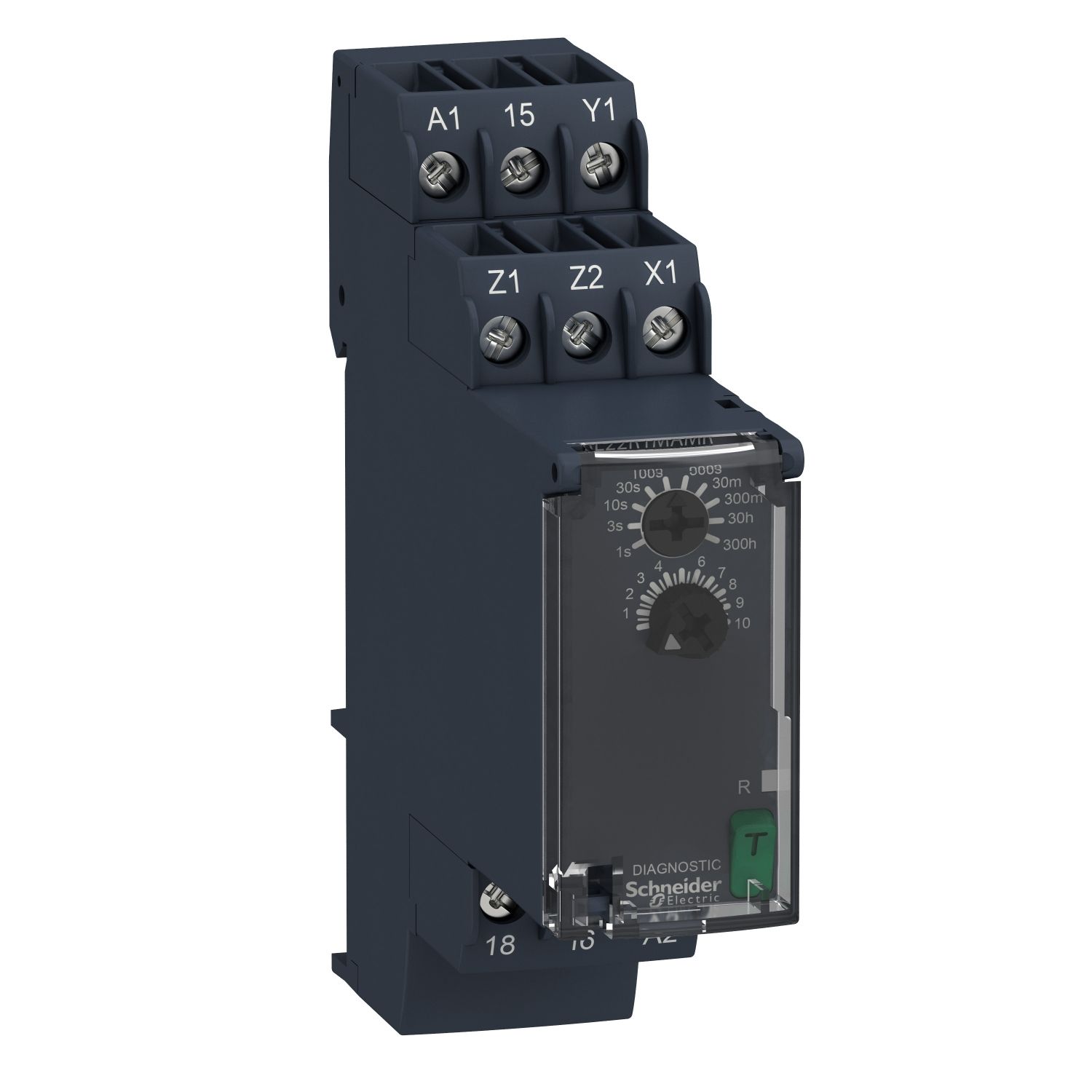 RE22R1MAMR, On-delay timer relay RE22, 8A, 1CO, external potentiometer, 0.05s..300h, 24..240V AC/DC
