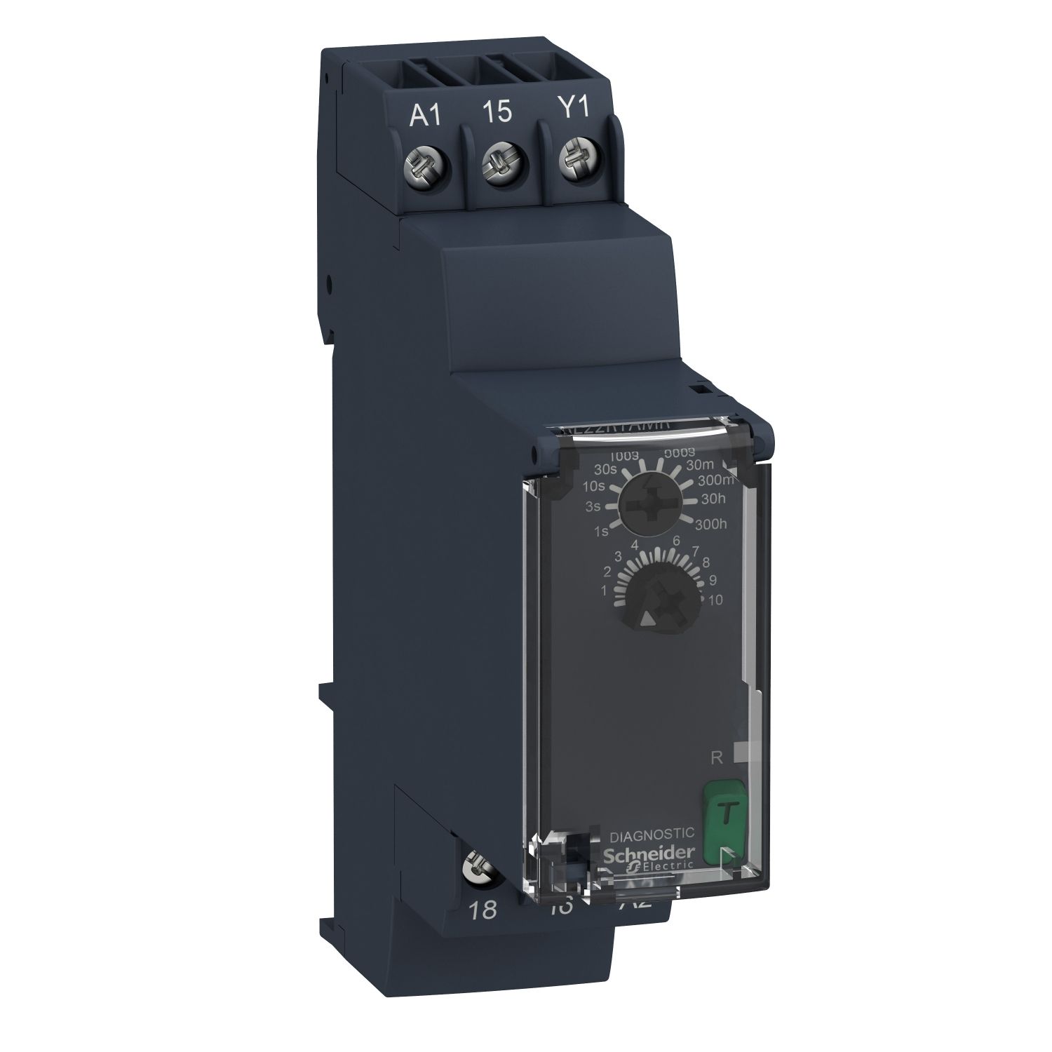 RE22R1AMR, On-delay timer relay RE22, 8A, 1CO, 0.05s..300h, 24..240V AC/DC