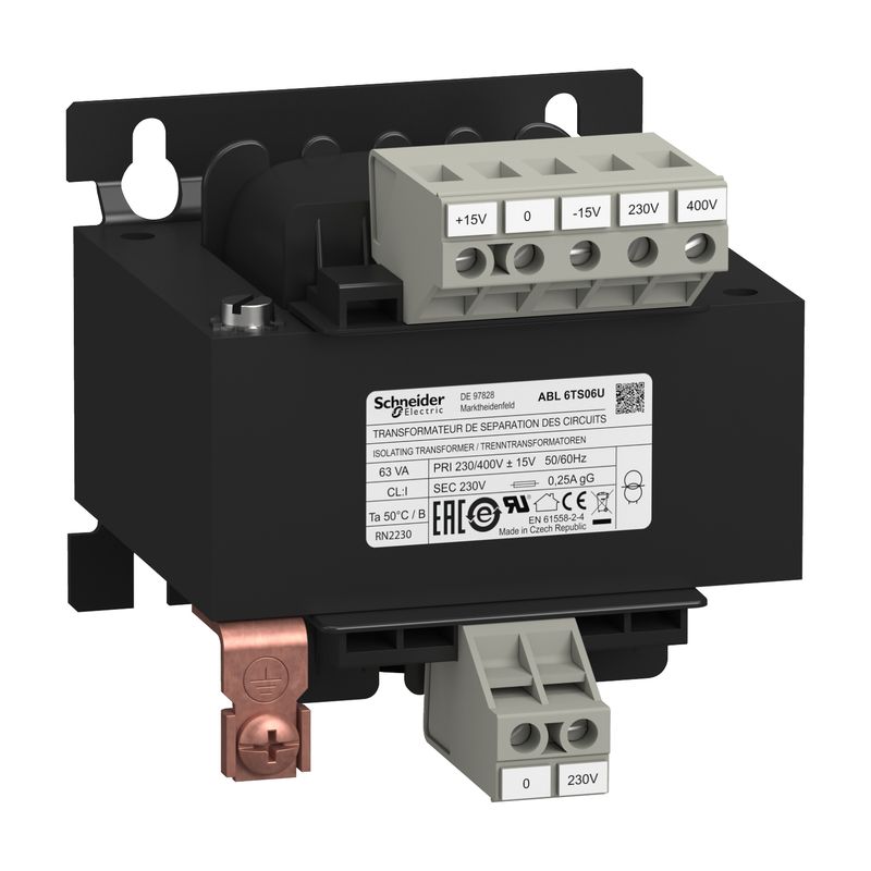 ABL6TS06U, Voltage transformer ABL6, 230..400 V, 1x230V, 63VA