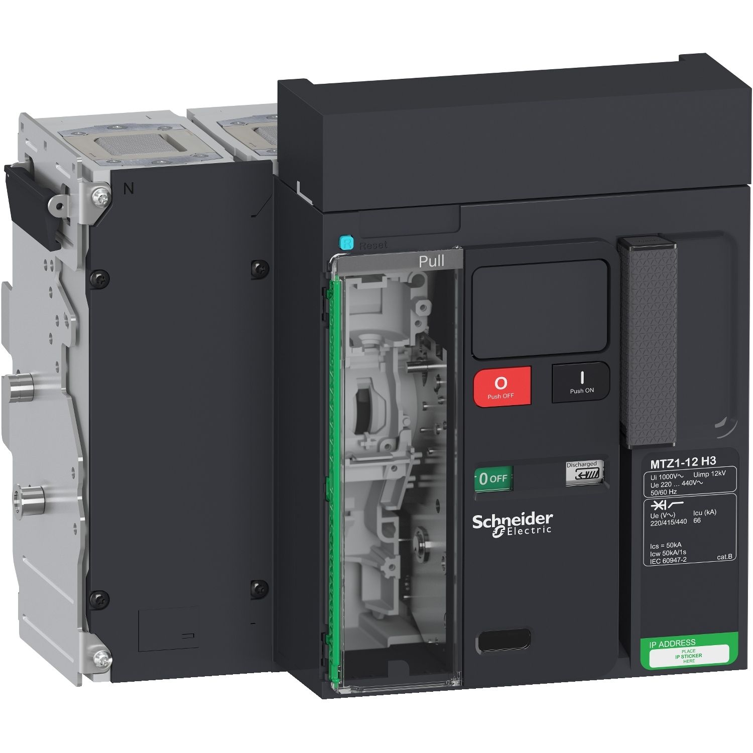 LV846460, MasterPact MTZ1, 12H3, drawout, 1250A, 4 poles, 66kA/415V AC