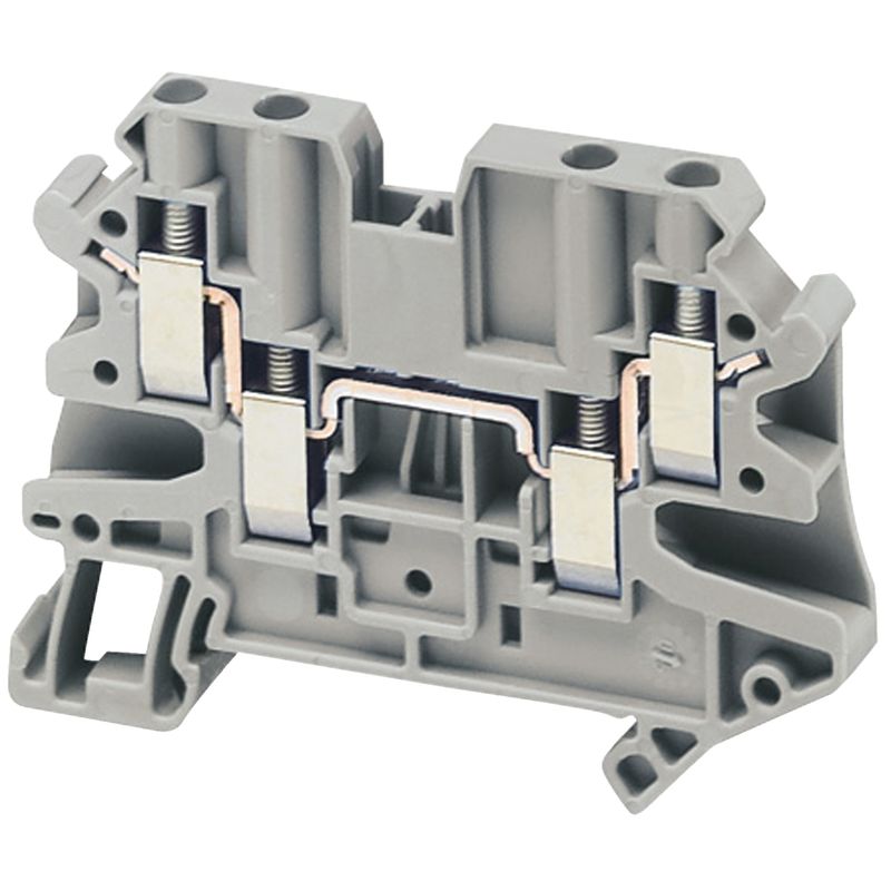 NSYTRV44, Terminal block Linergy NSYTRV, passthrough, 4mm², 32A, single-level, 4 points, grey