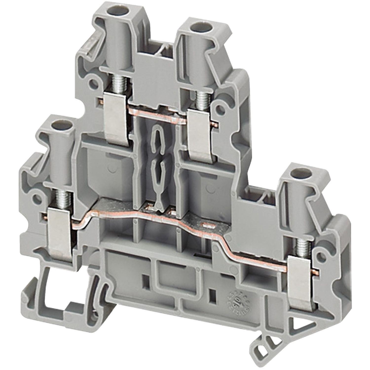 NSYTRV44D, Terminal block Linergy NSYTRV, passthrough, 4mm², 30A, double-level, grey