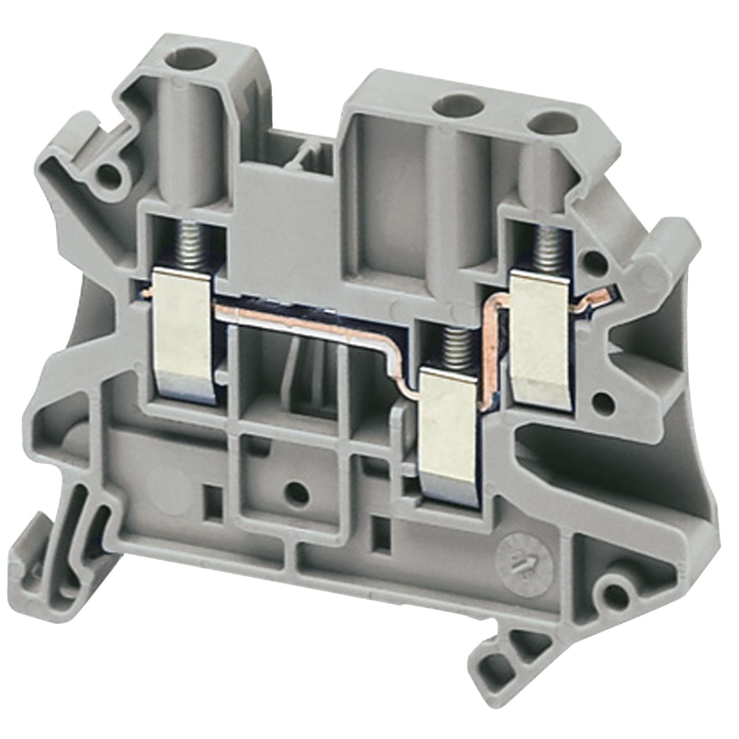 NSYTRV43, Terminal block Linergy NSYTRV, passthrough, 4mm², 32A, single-level, 3 points, grey