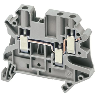NSYTRV43, Terminal block Linergy NSYTRV, passthrough, 4mm², 32A, single-level, 3 points, grey