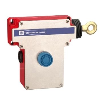 XY2CE1A250, Latching emergency stop rope pull switch XY2, RH side, 1NC+1NO, booted pushbutton
