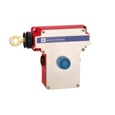 XY2CE2A250, Latching emergency stop rope pull switch XY2, LH side, 1NC+1NO, booted pushbutton