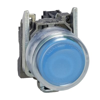 XB4BP61, Push button XB4, Ø22, metal, blue, spring return, booted, 1NO