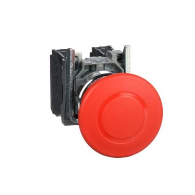 XB4BT845, Ø40 Emergency stop XB4, Ø22, metal, red, push pull, 1NC+1NO