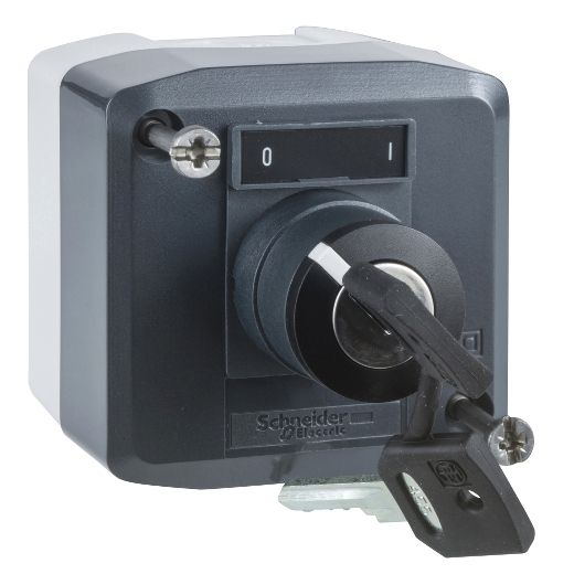 XALD144, Dark grey station XALD, key selector switch, Ø22, stay put, "0-I", 1NO