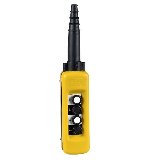 XACA471, Pendant control station XAC, plastic, yellow, 4 push buttons, 4NO, single speed