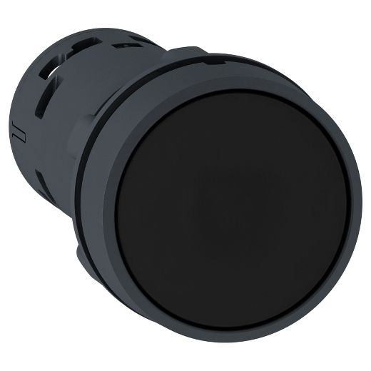 XB7NA21, Monolithic push button XB7, Ø22, plastic, black, spring return, 1NO