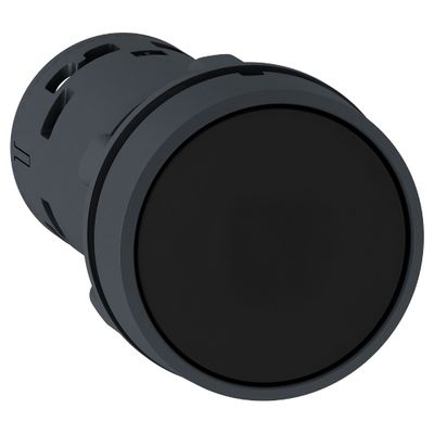 XB7NA21, Monolithic push button XB7, Ø22, plastic, black, spring return, 1NO