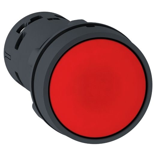 XB7NA45, Monolithic push button XB7, Ø22, plastic, red, spring return, 1NO+1NC