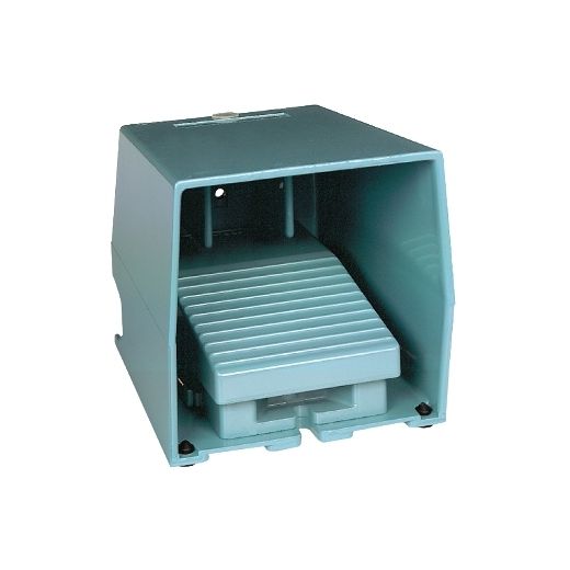 XPEM310, Single foot switch XPE, metal, blue, with cover, 1 step, 1NC+1NO, IP66