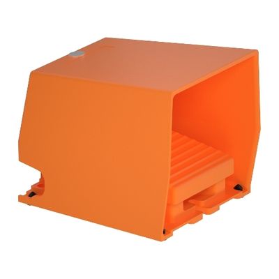 XPER310, Single foot switch XPE, metal, orange, with cover, 1 step, 1NC+1NO, IP66