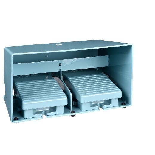 XPEM3100D, Double foot switch XPE, metal, blue, with cover, 1 step, 2NC+2NO, IP66