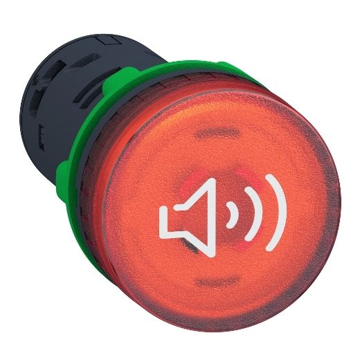 XB5KS2B4, Buzzer illuminated XB5, Ø22, plastic, red, 90dB, 24V DC