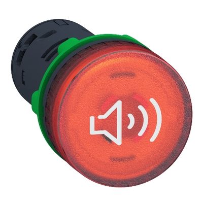 XB5KS2B4, Buzzer illuminated XB5, Ø22, plastic, red, 90dB, 24V DC